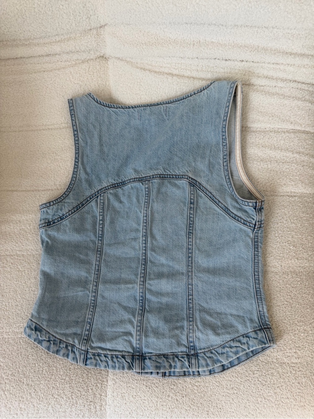 Madewell Light Denim Button-Front Crop Vest Size 2 - Picture 2 of 4